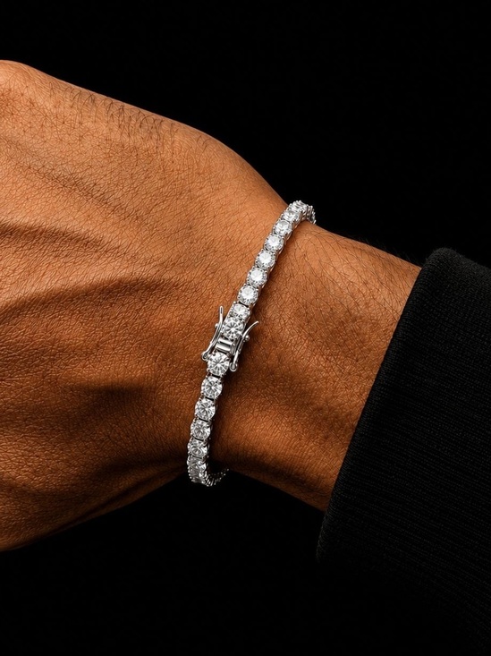 925 Sterling Silver Jewelry - 925 Silver, 13.5CTW Moissanite Tennis Bracelet